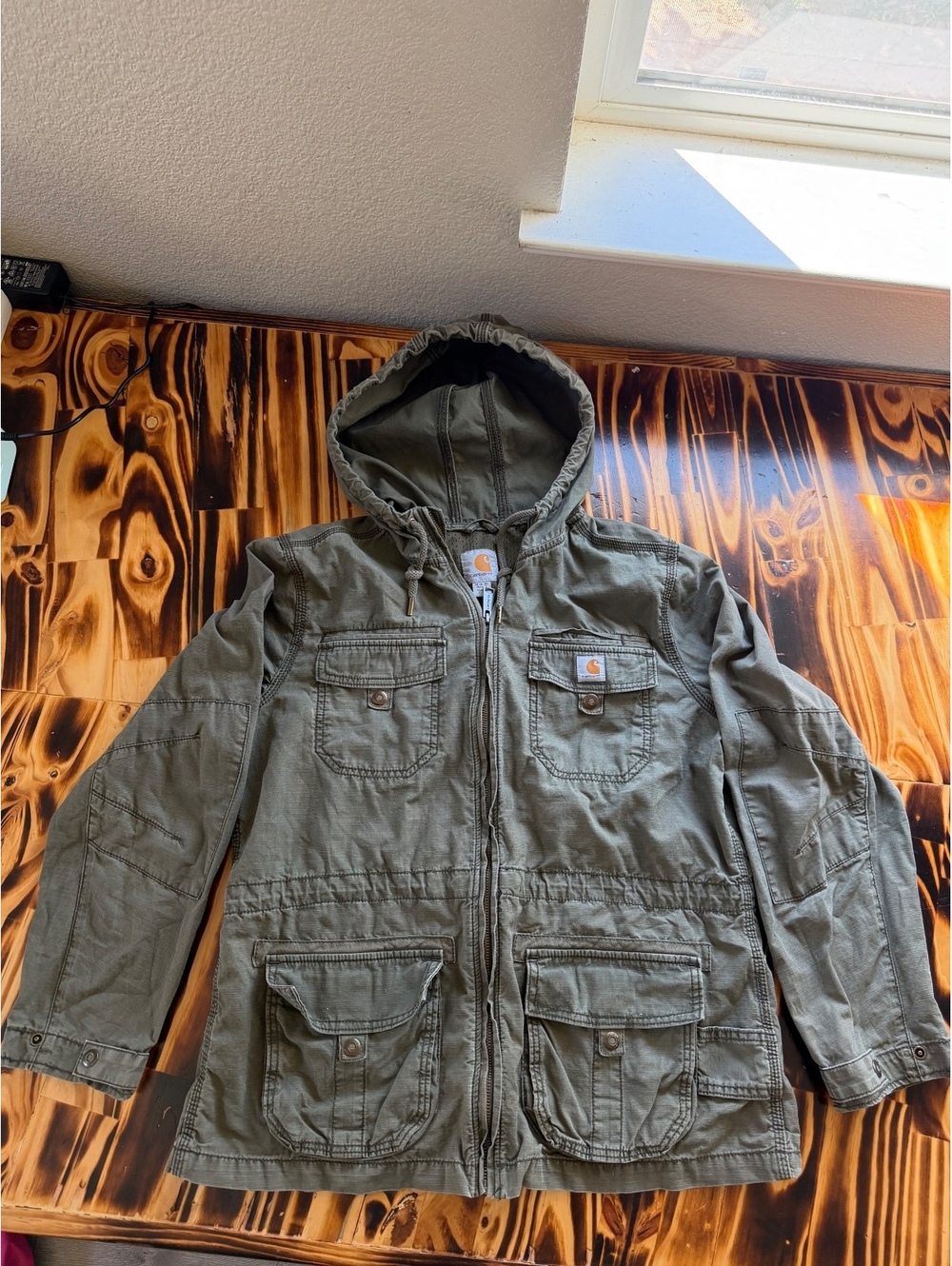 Carhartt olive hooded utility jacket